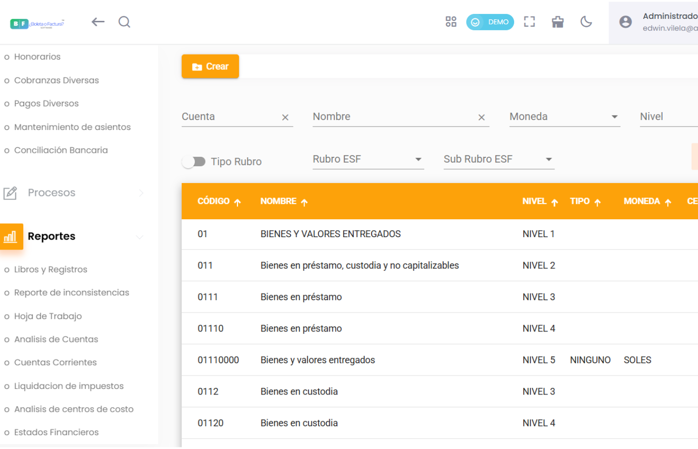 Sistema contable integrado